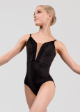 ADALINE camisole leotard by Grand Prix nylon+velour, black, M