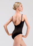 ADALINE camisole leotard by Grand Prix nylon+velour, black, M