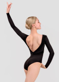 PRIMROSE long sleeve leotard by Grand Prix nylon+velour, black, S