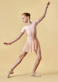Leotard KLARA, short sleeve, mesh skirt 90%cotton, 10%elastane, ballet pink, 110cm