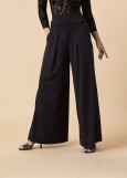 PALAZZO wide ballroom pants by Grand Prix crepe stretch, black, XS