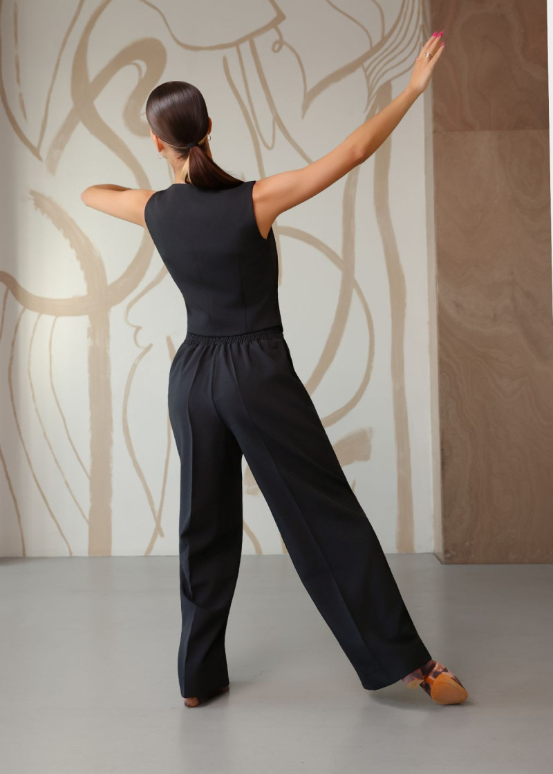 NADA women ballroom pants by Grand Prix gabardine etoile, black, L