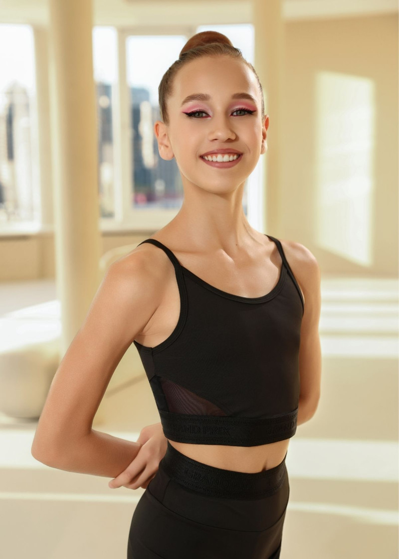 HARRIET crop top by Grand Prix nylon+mesh, black, 140cm