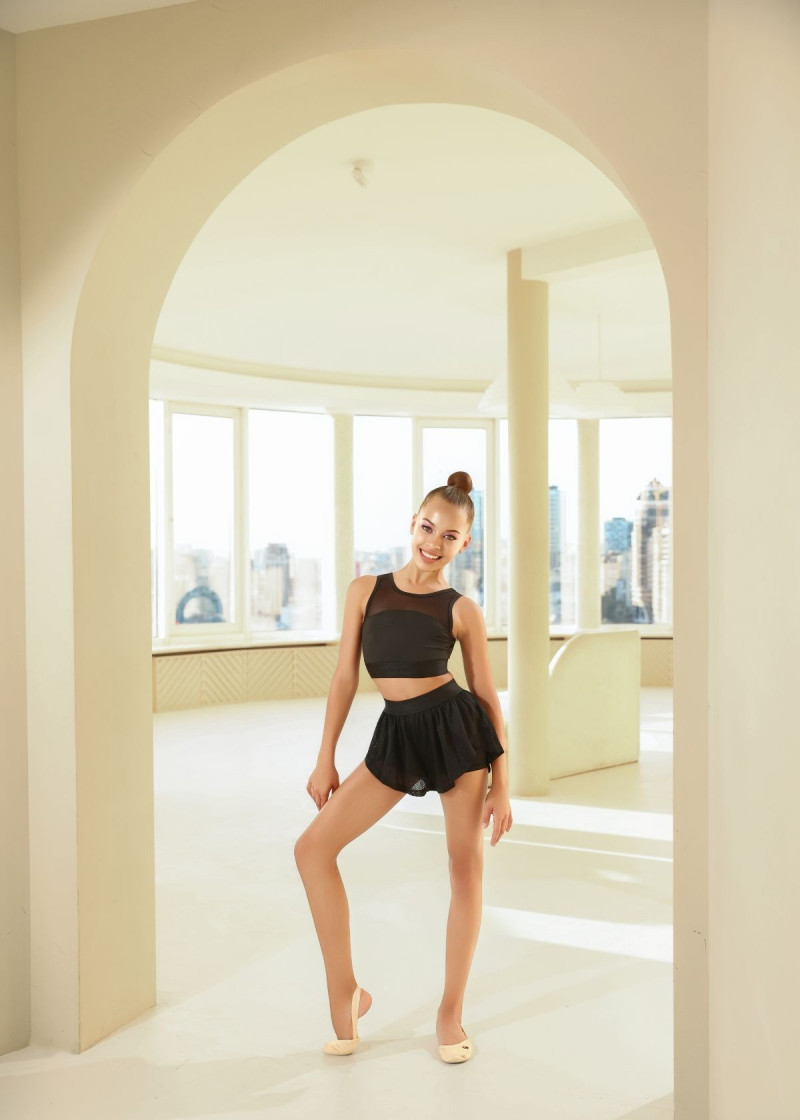 DEBORAH crop top by Grand Prix nylon+mesh, black, 140cm