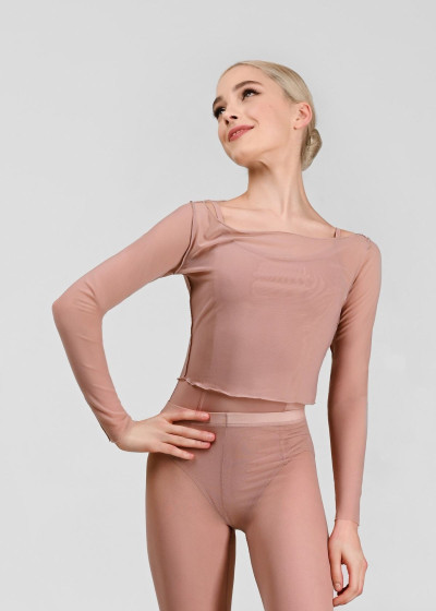 MIRALI top by Grand Prix mesh, coral almond, XS