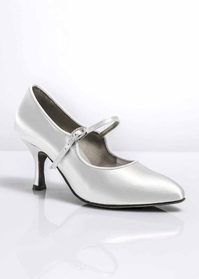 Ladies Ballroom Shoes Grand Prix BLACKPOOL satin, white, 2.5"fl, 37