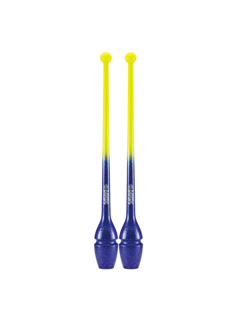 Clubs for gymnastics SASAKI NEW FIG M-34GH, 44cm rubber, LuminousYellow × CobaltBlue (LMY x COBU), 44cm