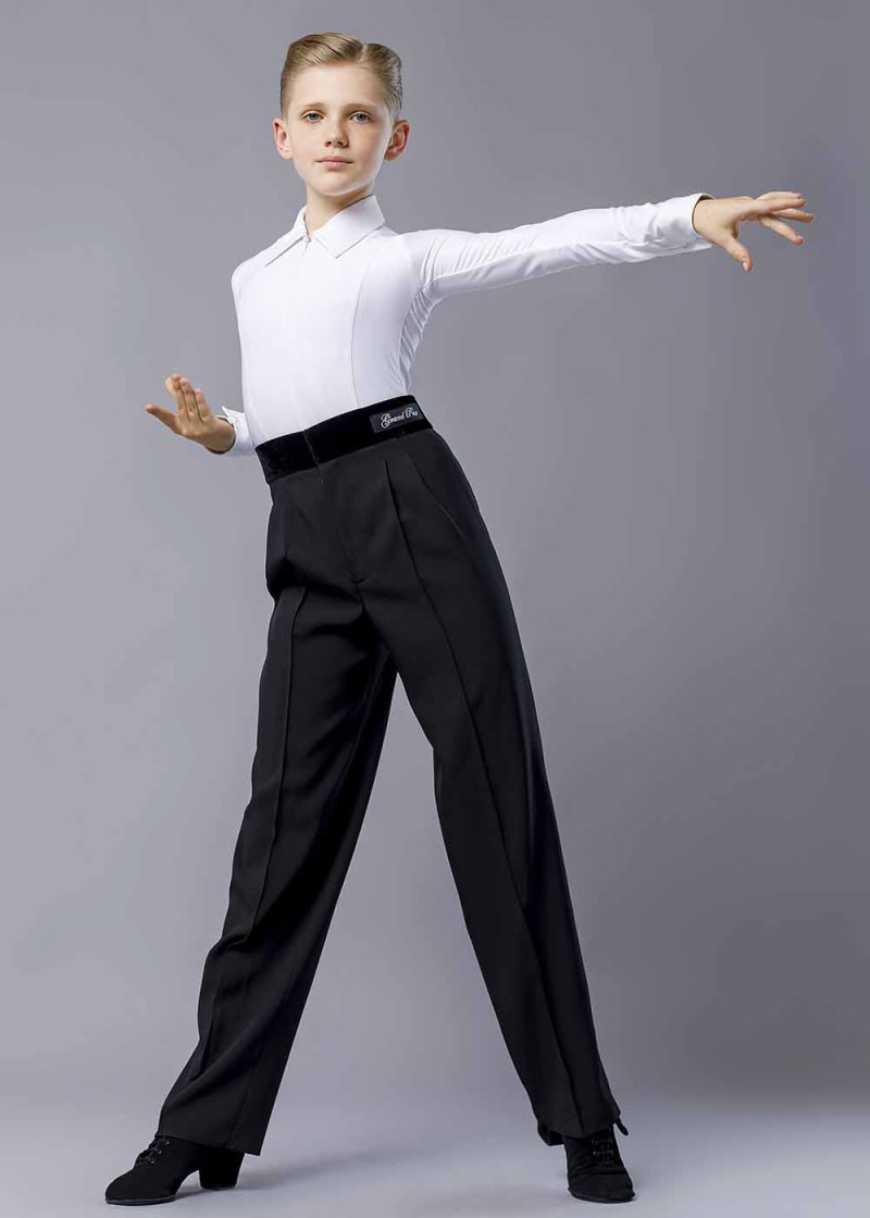 HANS raglan sleeve Latin Competition Shirt with a 90%polyamide, 10%elastane, white, 146cm