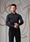 HANS raglan sleeve Latin Competition Shirt with a 90%polyamide, 10%elastane, black, 152cm