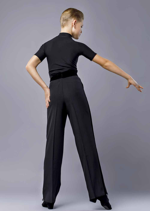 Mens ballroom pants SALVO 95%polyester, 5%elastane, black, 128cm