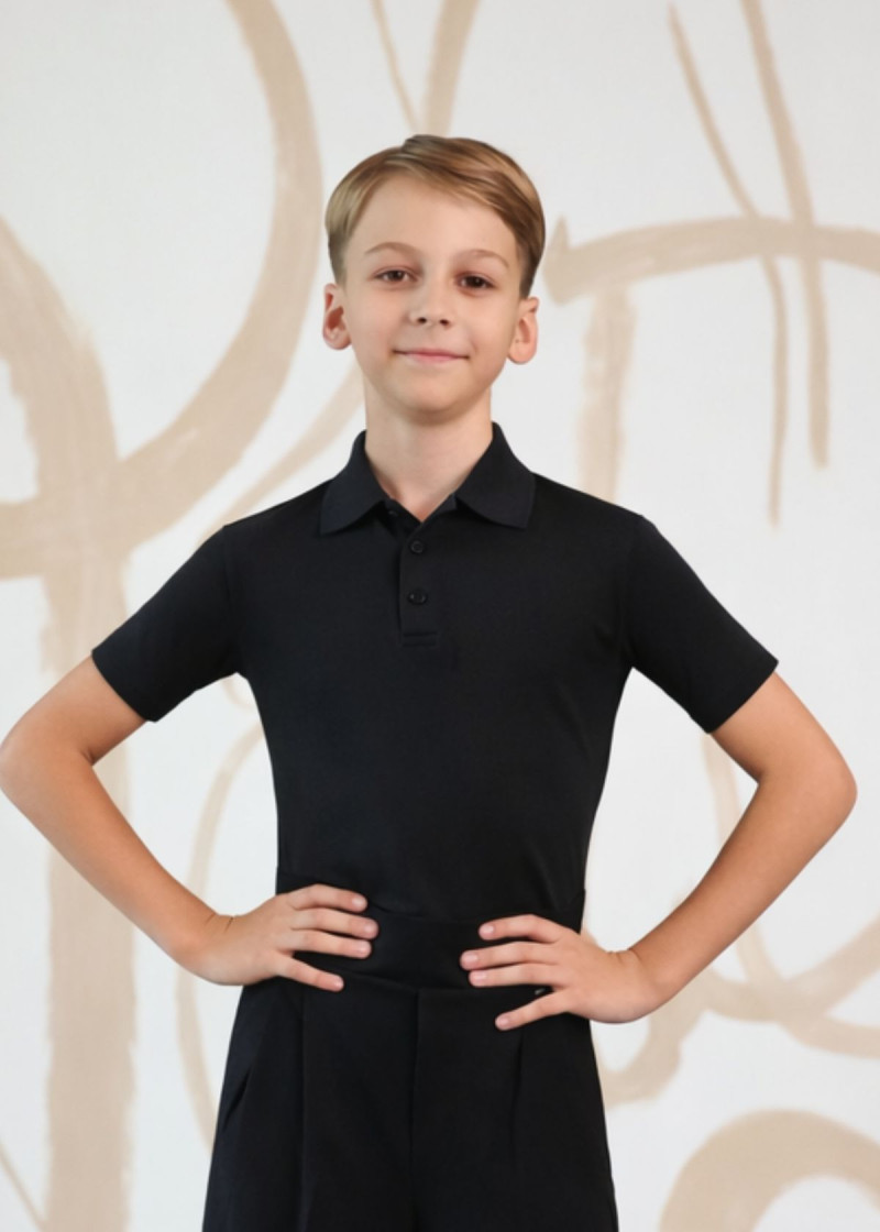 PETER Jr polo shirt by Grand Prix polyamide micro, black, 134cm