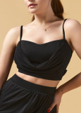 MELANY crop top by Grand Prix polyamide micro+mesh, black, 152cm