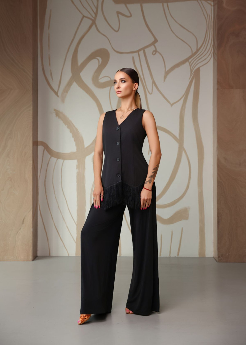 BRIANNA ballroom waistcoat by Grand Prix gabardine, black, L