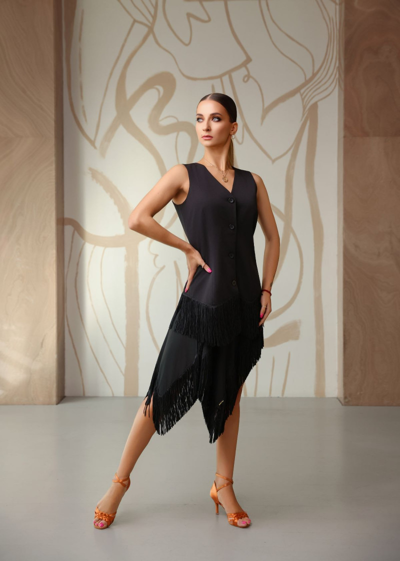 BRIANNA ballroom waistcoat by Grand Prix gabardine, black, L