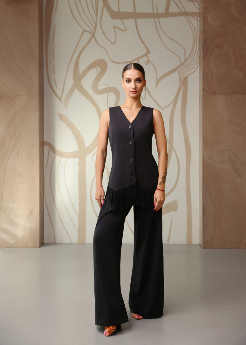 BRIANNA ballroom waistcoat by Grand Prix gabardine, black, L