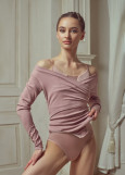 RENE warm-up body by Grand Prix rayon rib knit, coral almond, XS