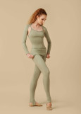 NADINE warm-up leggings by Grand Prix rayon rib knit, pistachio, L