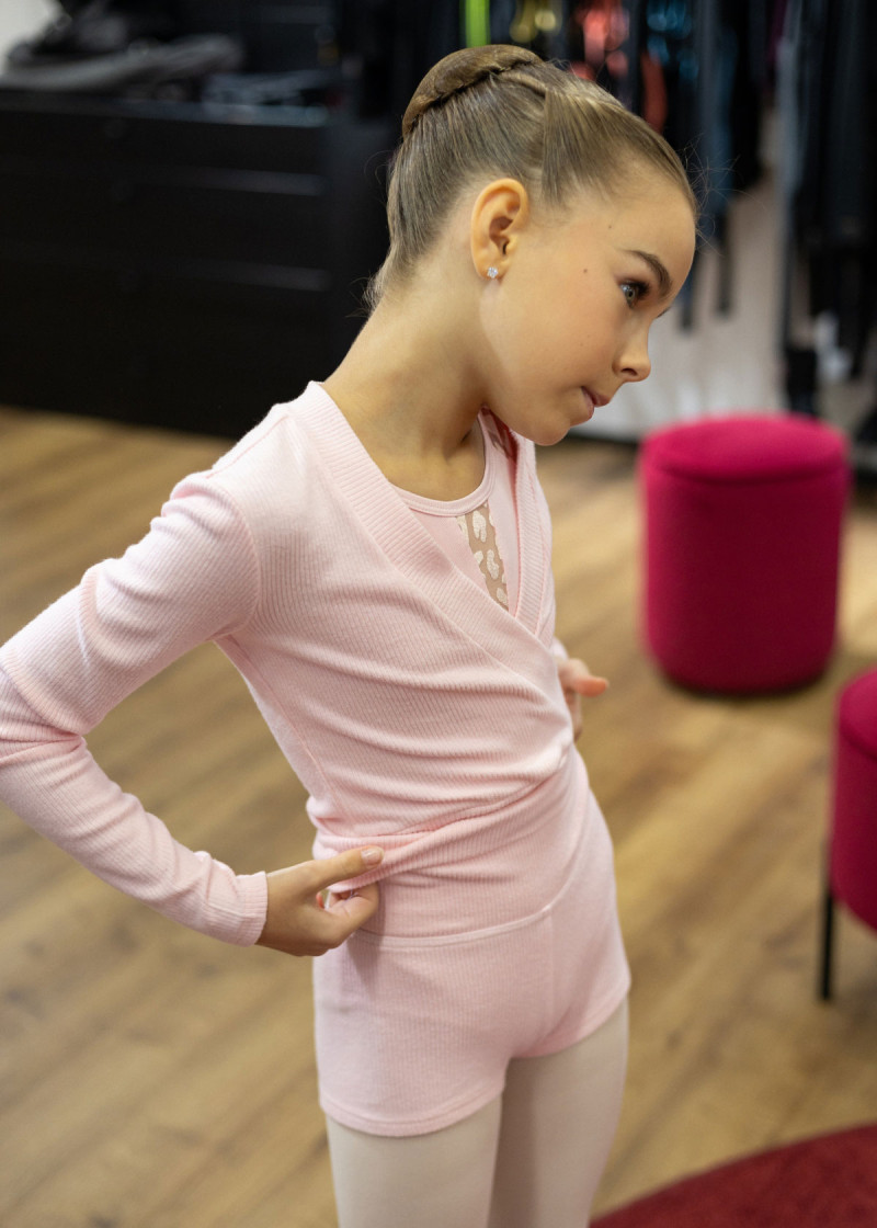 WILMA JUNIOR sweater by Grand Prix rayon rib knit, pink, 140-146cm
