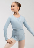 MOMENTUM - Кофта разогревочная WILMA JUNIOR на запах rayon rib knit, powder blue, 140-146см