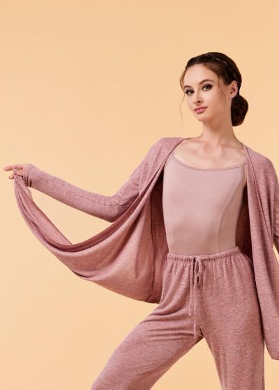 RORI cardigan by Grand Prix melange jersey, dusty rose, 152-158cm