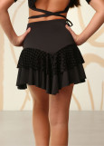 DARCY latin dance skirt by Grand Prix polyamide micro+flocked mesh, black, 140cm