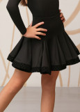 ROSAMUND latin dance skirt by Grand Prix polyamide micro+flocked mesh, black, 146cm