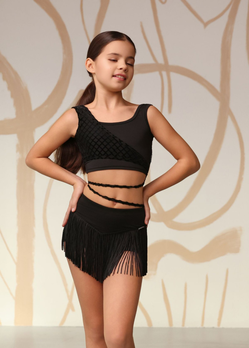 MINI NOIR - Топ майка MIRTA микрополиамид+сетка флок, черный, 140см