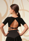 MINI NOIR - Топ КР IONA микрополиамид+сетка флок, черный, 128см
