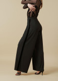 SUZETTE wide ballroom dance pants by Grand Prix polyamide micro+velour, black+black, S