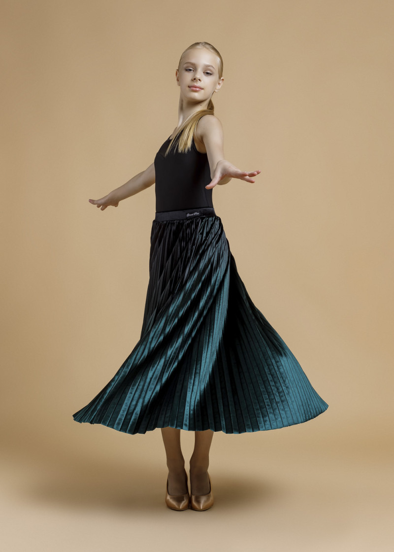 Standart skirt VALENCIA 95%polyester, 5%elastane, black+dark green, 140cm