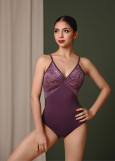 LUNA camisole leotard by Grand Prix nylon+flocked mesh, berry smoothie, M