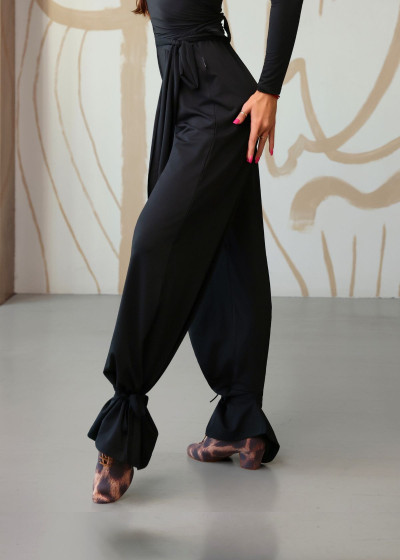 ARYA wide pants by Grand Prix polyamide micro, black, L