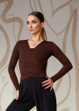 STASSI wrap top by Grand Prix polyamide micro, luxury brown, L