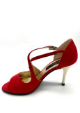 Tango shoes FLAVIA suede, Red, 8 cm, 4,5