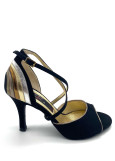 Tango shoes Luzma suede, black+gold, 8 cm, 3,5