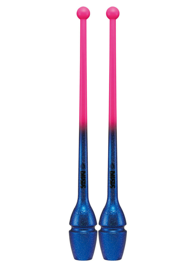 Clubs for gymnastics SASAKI NEW FIG M-34JKGH, 40.5 rubber, Fresh Pink x LapisBlue (FRPxLPBU), 40.5cm, 150g