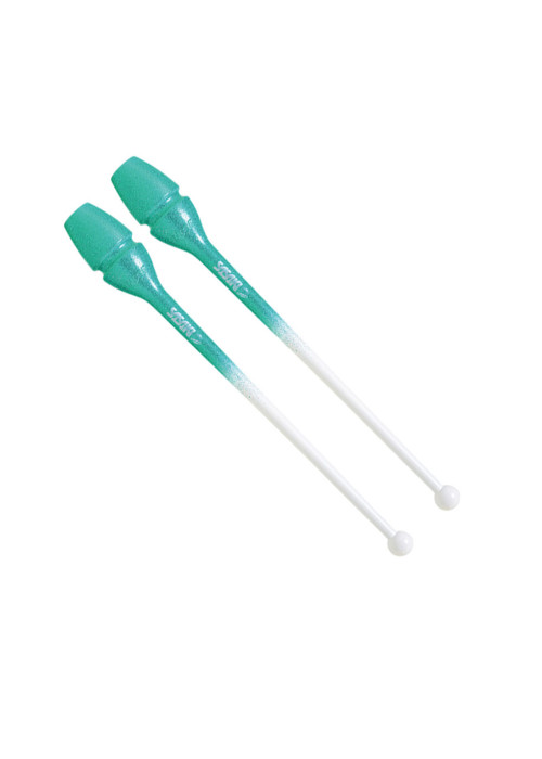 Clubs for gymnastics SASAKI NEW FIG M-34JKGH, 40.5 rubber, White x PepermintGreen (WxPEG), 40.5cm, 150g