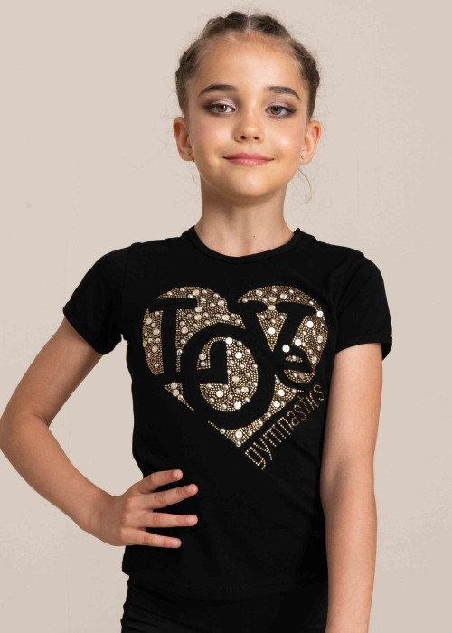 PALOMA t-shirt, "Love gymnastics" by Grand Prix cotton stretch, black, XS