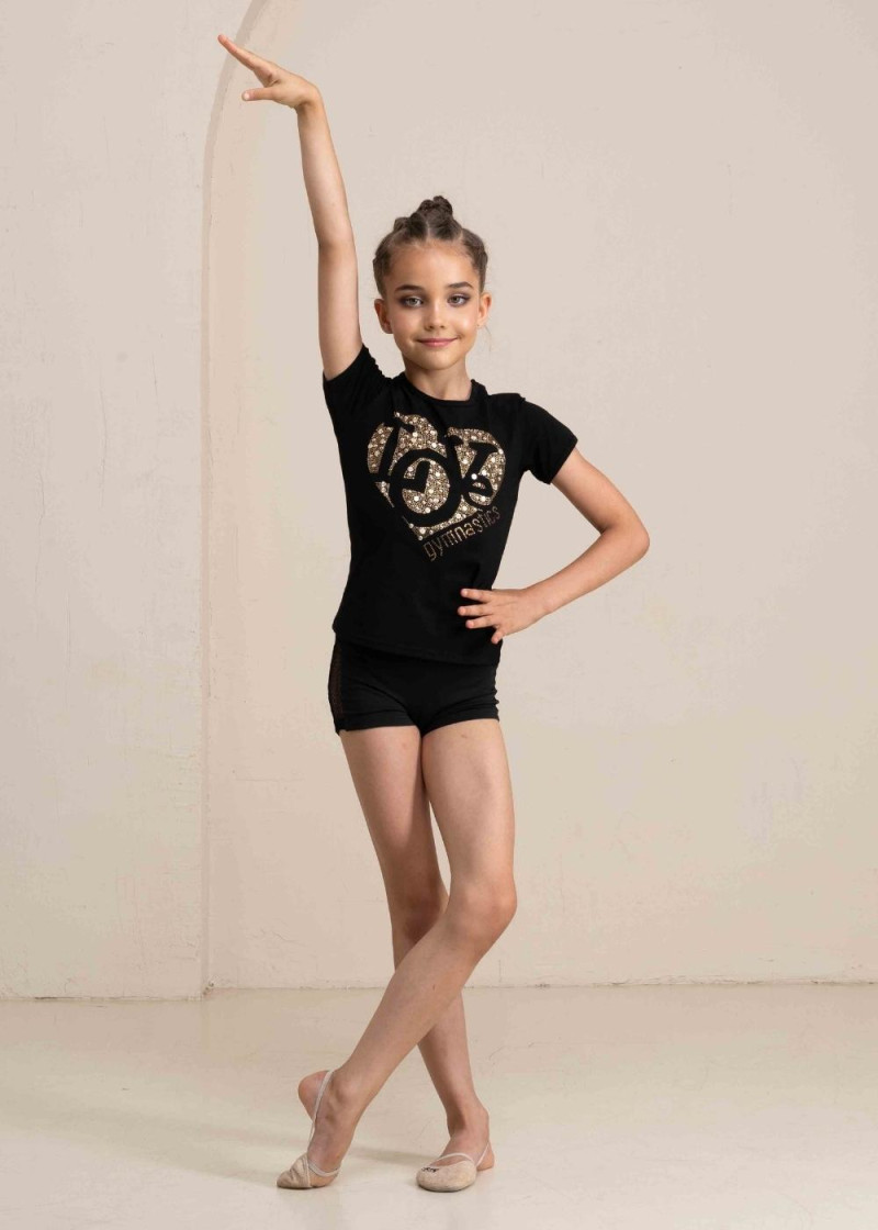 PALOMA t-shirt, "Love gymnastics" by Grand Prix cotton stretch, black, XS