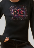 PAMELA t-shirt, "RG" by Grand Prix cotton stretch, black, red+purple, 134cm