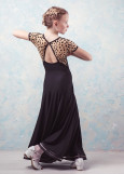 Ballroom skirt FLAMINGO 90%polyamide, 10%elastane, black, 134cm