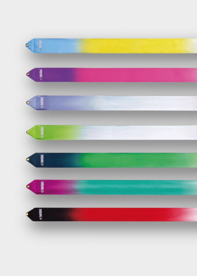 Ribbon for gymnastics SASAKI NEW FIG MJ-715HG, 5m rayon, LimeGreen×White×FreshPink (LYMG×W×FRP), 5m