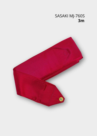 Ribbon set for gymnastics SASAKI MJ-760S, 3m satin+silk, Red (R), 3m