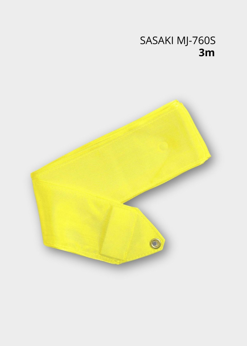 Ribbon set for gymnastics SASAKI MJ-760S, 3m satin+silk, Yellow (Y), 3m