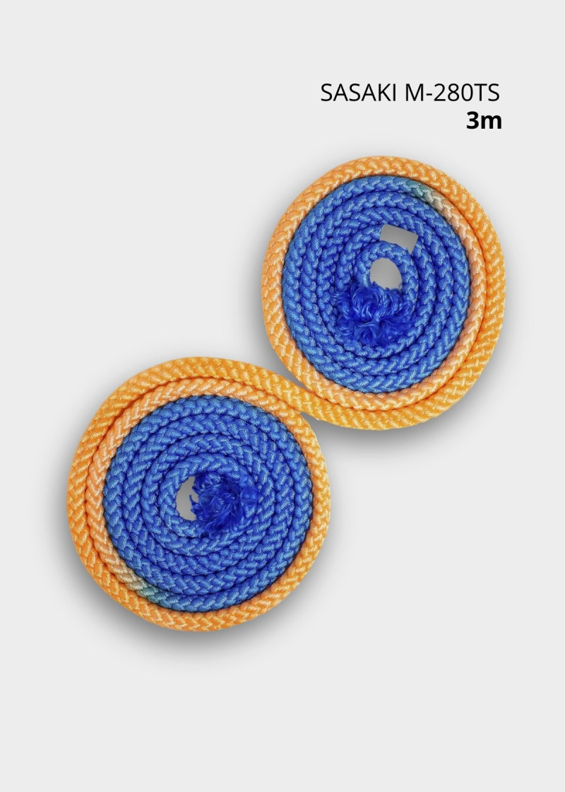 Rope for gymnastics SASAKI NEW FIG M-280TS, 3m nylon, Turquoise-blue x CoralOrange (TQBUxCOO), 3m