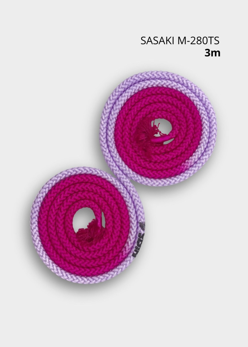 Rope for gymnastics SASAKI NEW FIG M-280TS, 3m nylon, Raspberry x Lavender (RSxLD), 3m
