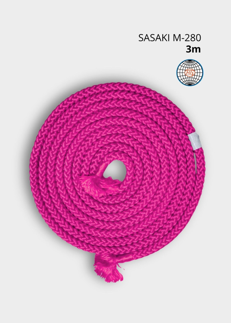 Rope for gymnastics SASAKI NEW FIG M-280, 3m nylon, Pink (P), 3m