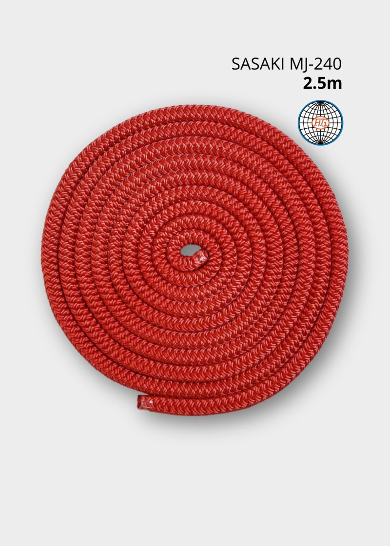 Rope for gymnastics SASAKI MJ-240, 2.5m polyester, Red (R), 2.5m
