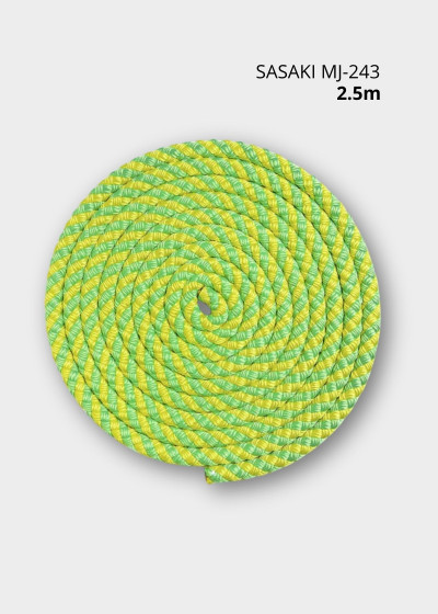 Rope for gymnastics SASAKI NEW FIG MJ-243, 2.5m polyester, Muscat-green x Fluo-yellow (MAGxKEY), 2.5m