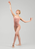 BIANCA camisole leotard by Grand Prix nylon+mesh, corall almond, M